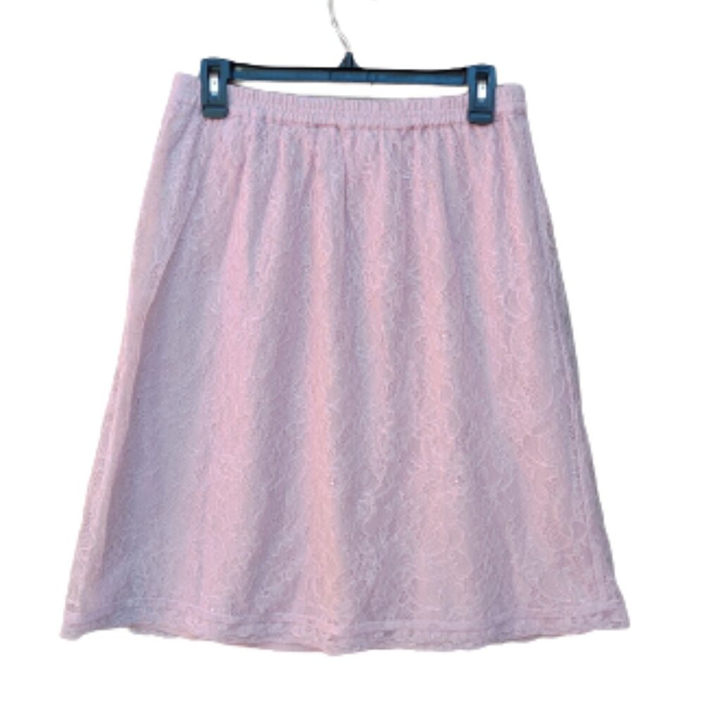 LOFT Pink Lace A-Line Skirt 443762 Stretch Waist Pull-On